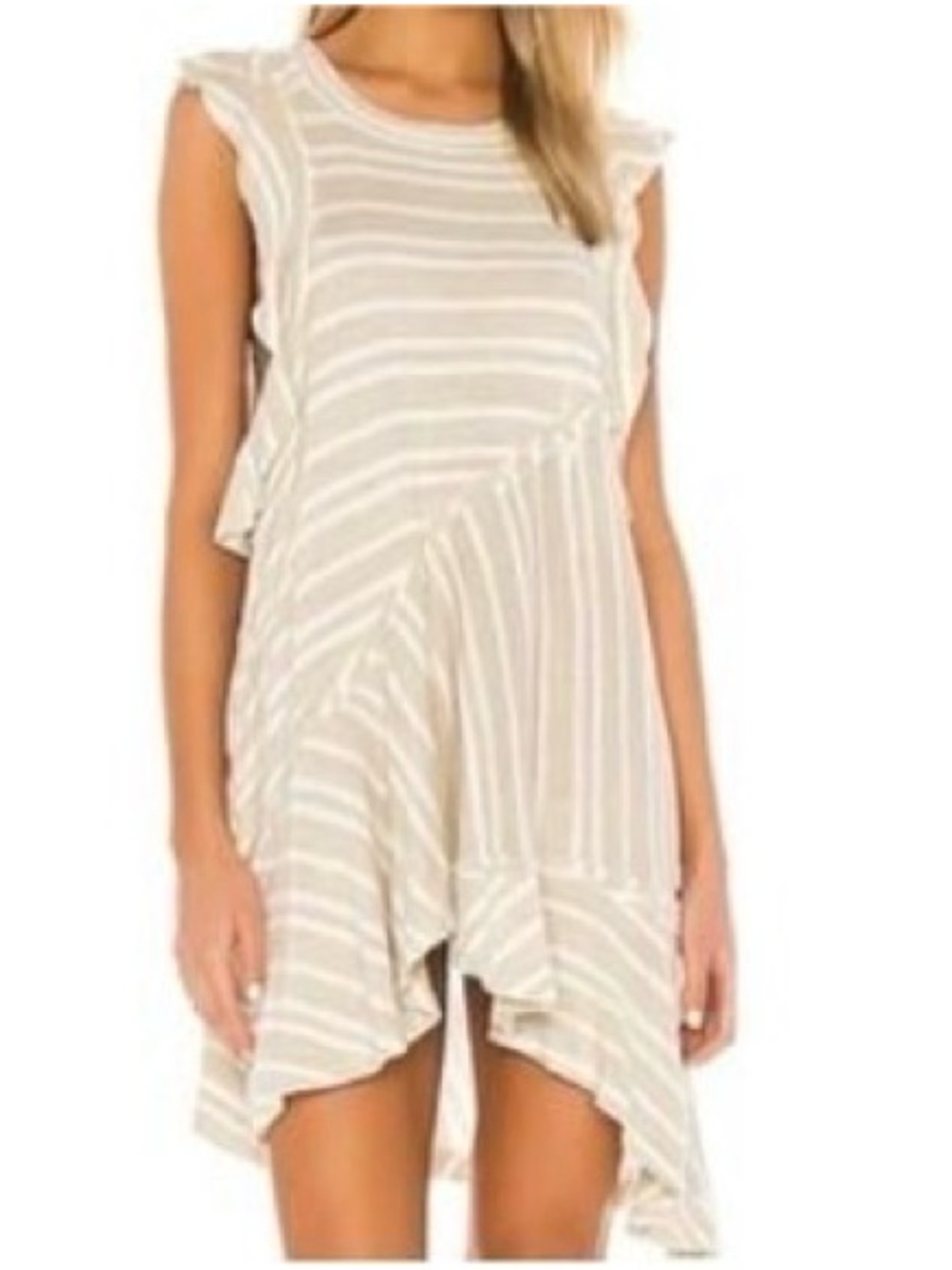 Free People Striped Beige and White Mini Dress